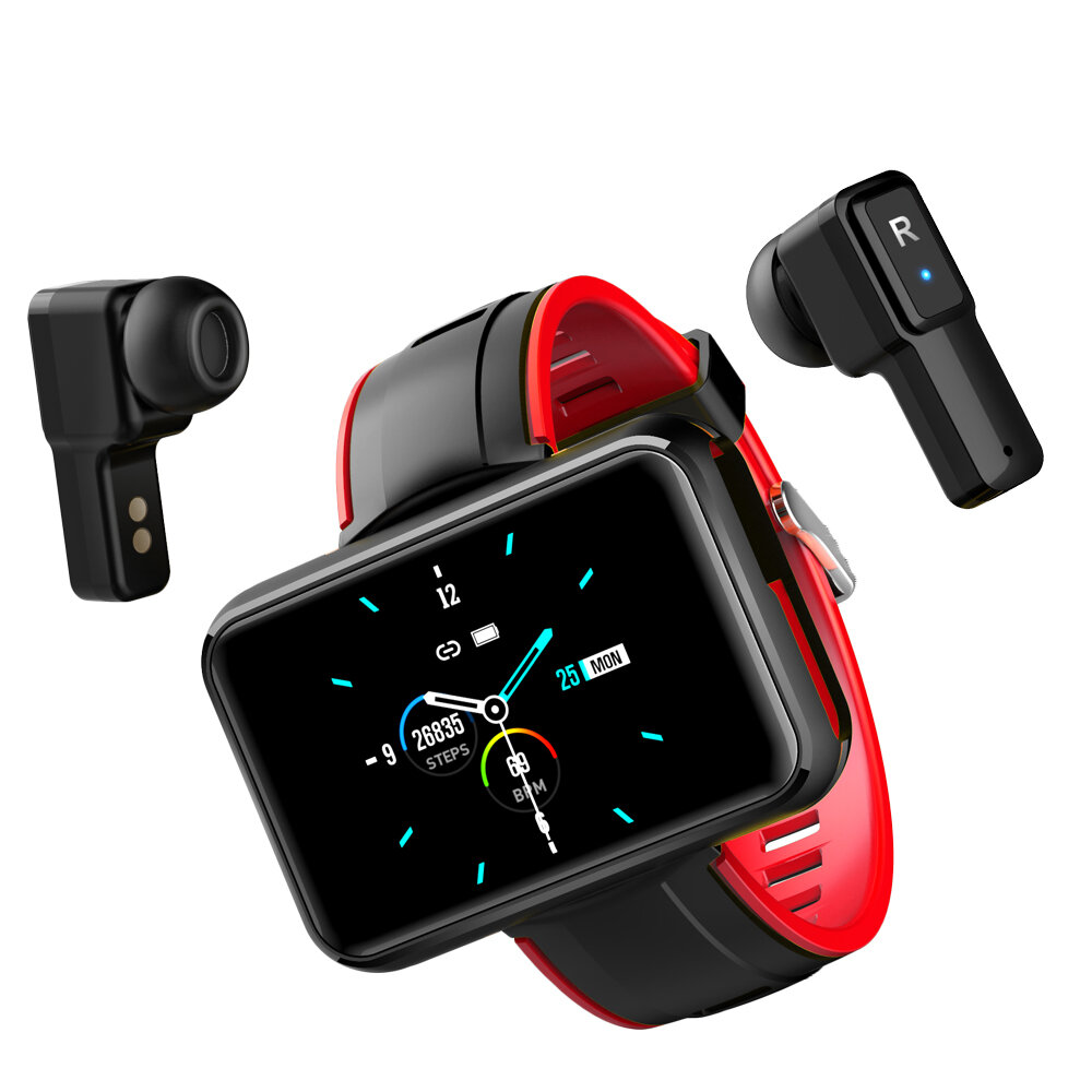 [bluetooth 5.0]Bakeey T91 1.4 Inch Big Screen bluetooth Call Wristband Wireless Earphone Heart Rate Monitor Remote Music