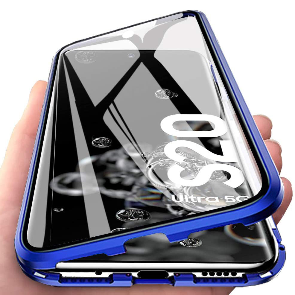 

Bakeey 360º Curved Magnetic Flip Double-sided 9H Tempered Glass Metal Full Body Protective Case for Samsung Galaxy S20 U