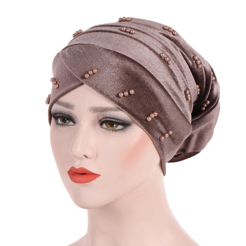 MuslimPearlFluweelCrossedChemicalTulband Hat