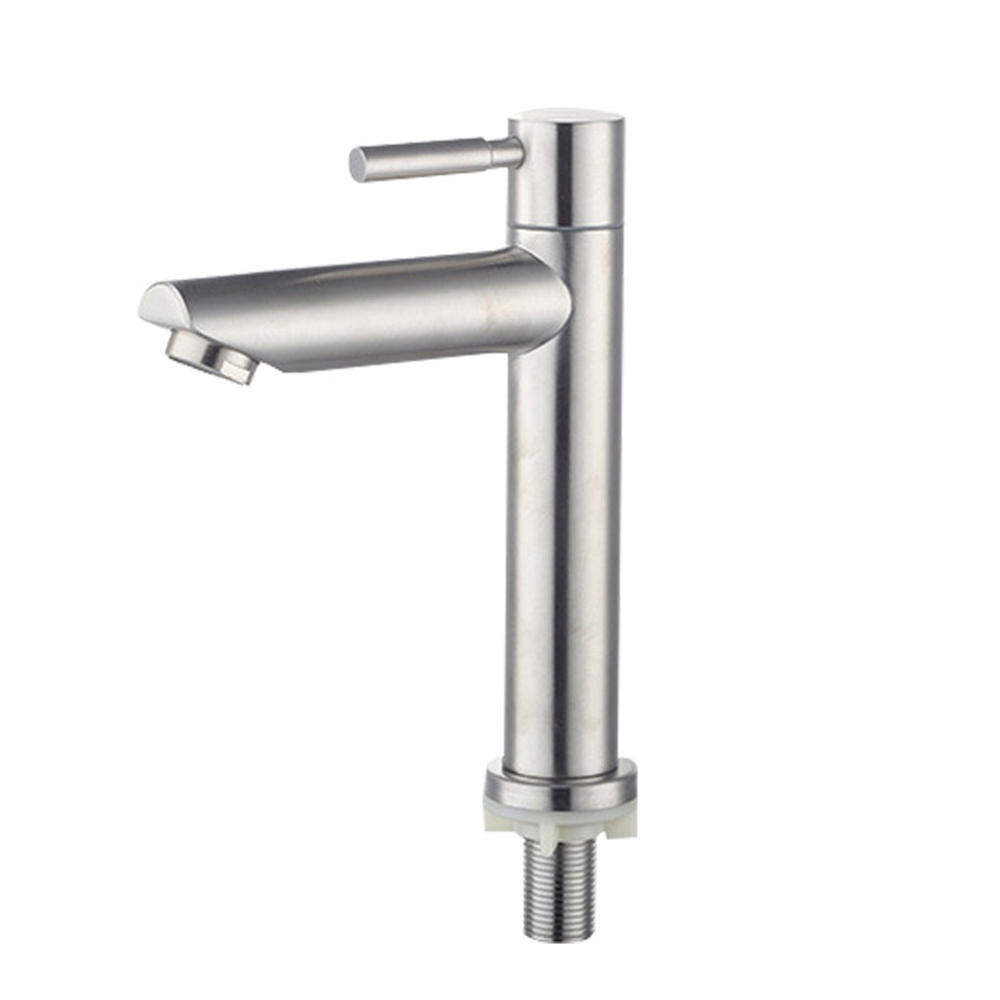 Stainless Steel Cold Water Faucet Single Handle Basin Sink Faucet