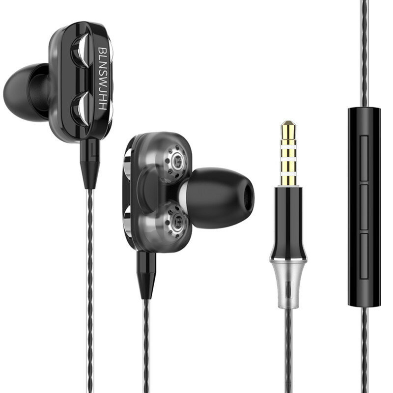 

Bakeey A4 Wired Earphone HIFI Stereo Dual Dynamic Subwoofer Noise Reduction In-Ear Earbuds 3.5MM Jack Sports Headset wit