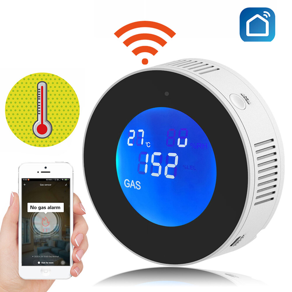 

Wifi Smart Natural Gas Alarm Sensor With temperature function Combustible Gas Leak Detector LCD Display Smart Life