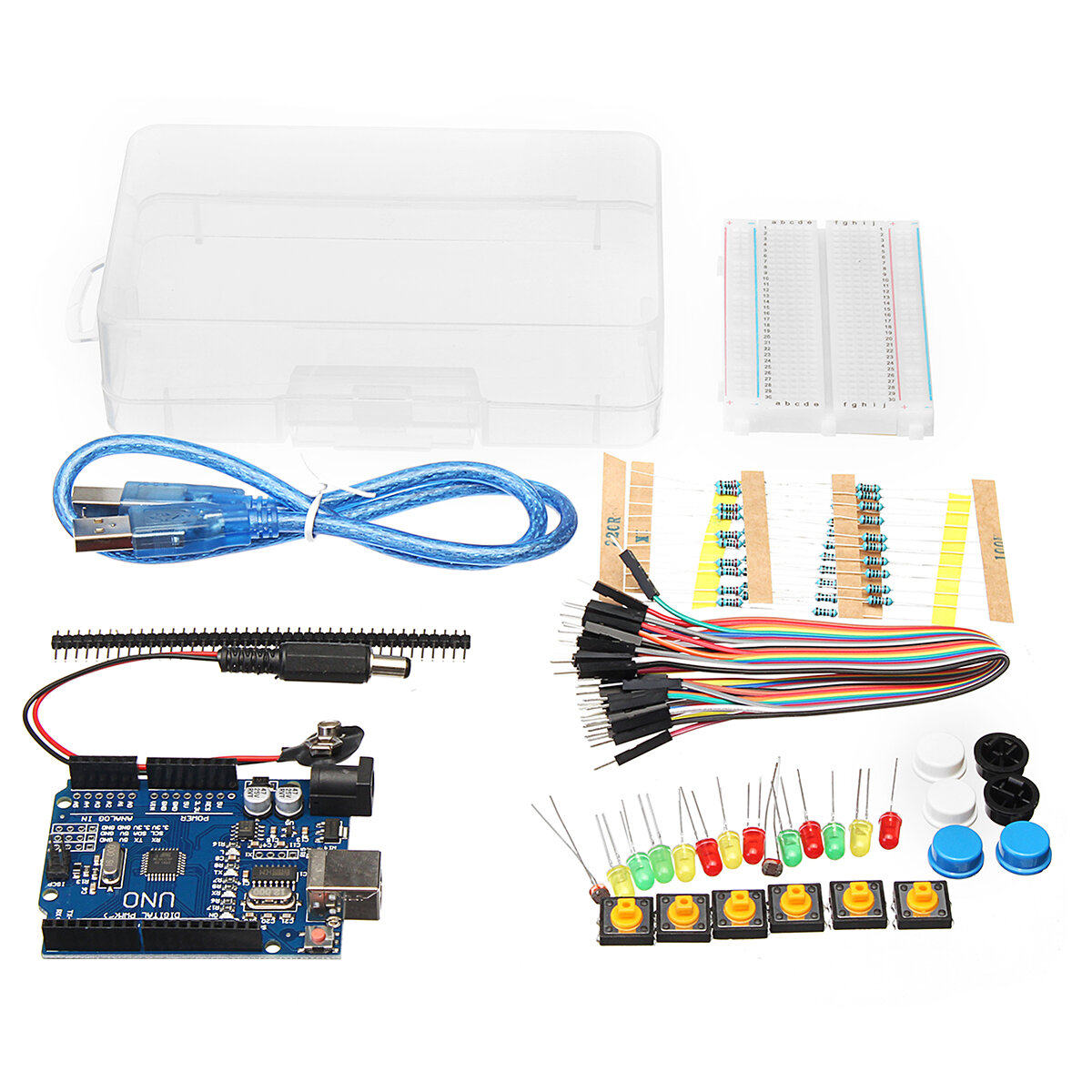 Basic Starter Kit UNO R3 Mini Breadboard LED Jumper Draadknop met doos voor Geekcreit voor Arduino -