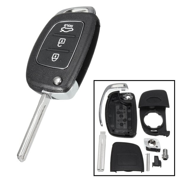 Car Remote Key Case Fob 3 Button Flip Key Shell Left Fold for Hyundai Santa Fe 13-14 PG180A