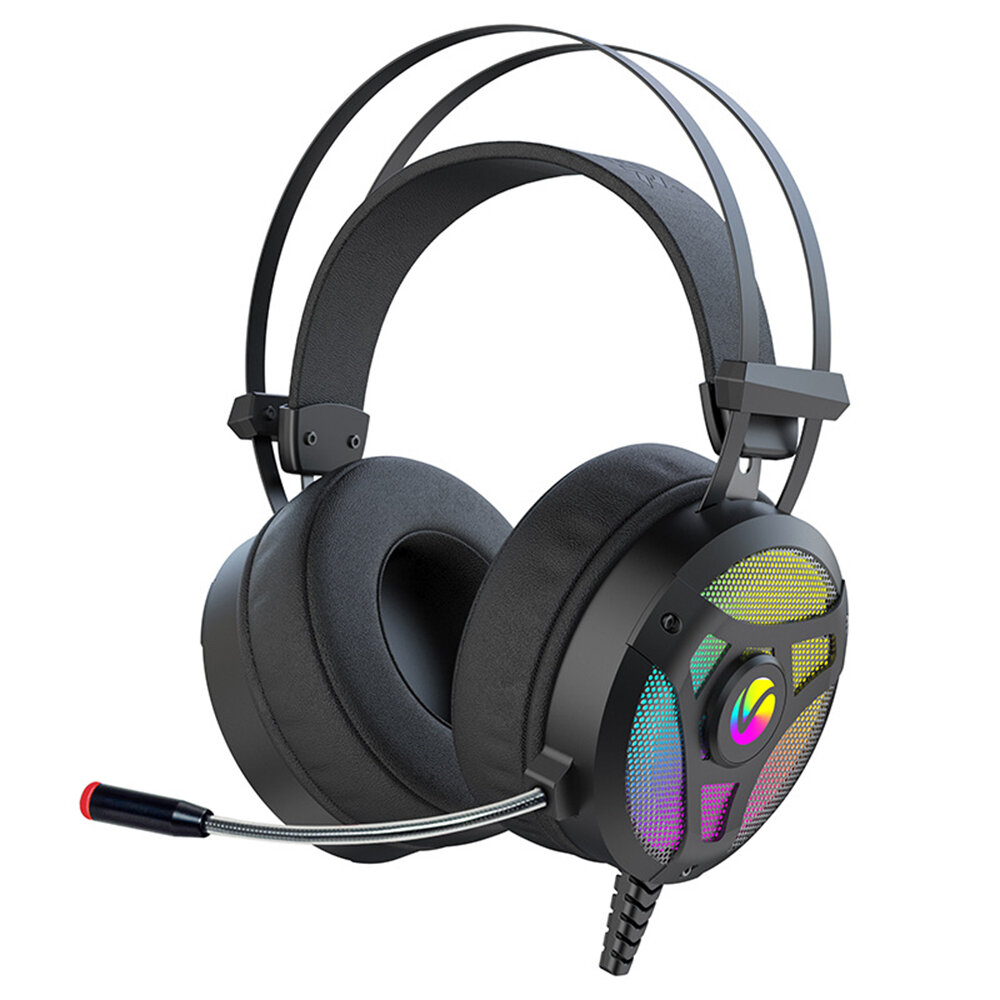 

W.Hunter G300M Gaming Headset 7.1 Virtual Surround Sound 50mm Driver Unit RGB Light Powerful Bass Noise Reduction Mic fo