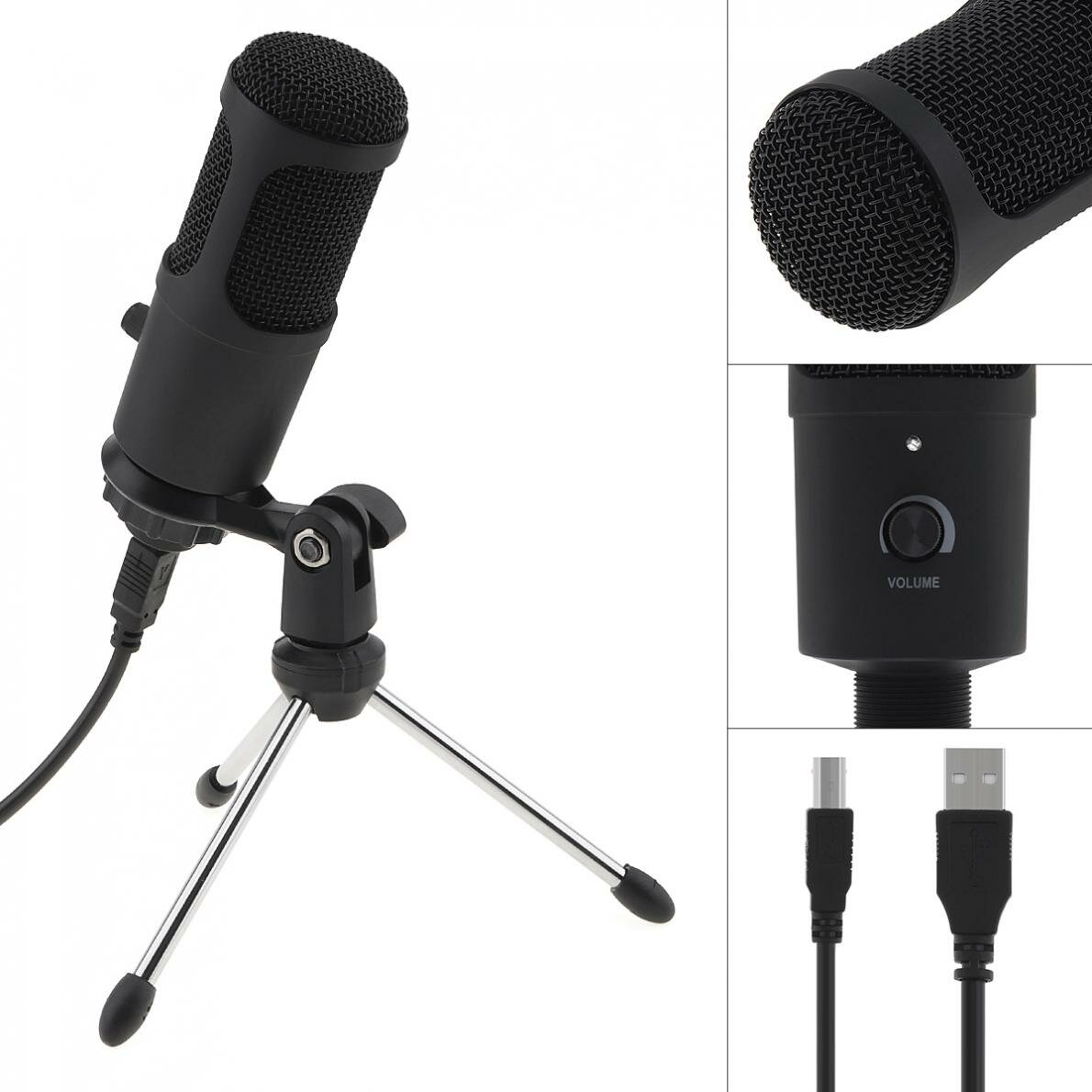 Bakeey A6 Metal USB Condenser Microphone Recording for Laptop Computer Windows Cardioid Recording Vo