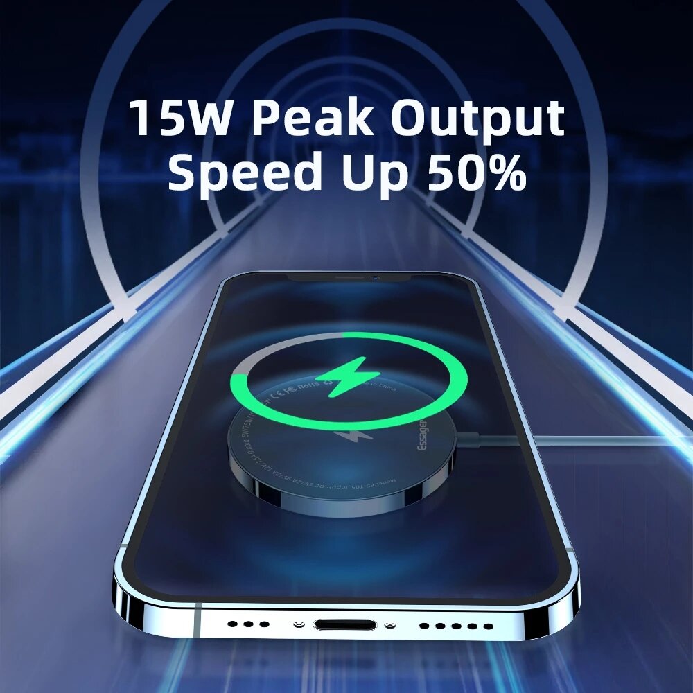 Essager 15W QI Magnetic Wireless Charger Fast Charging Pad for iPhone 12 Series for iPhone 12/12 Mini / 12 Pro Max for Samsung S21 Galaxy Note S20…