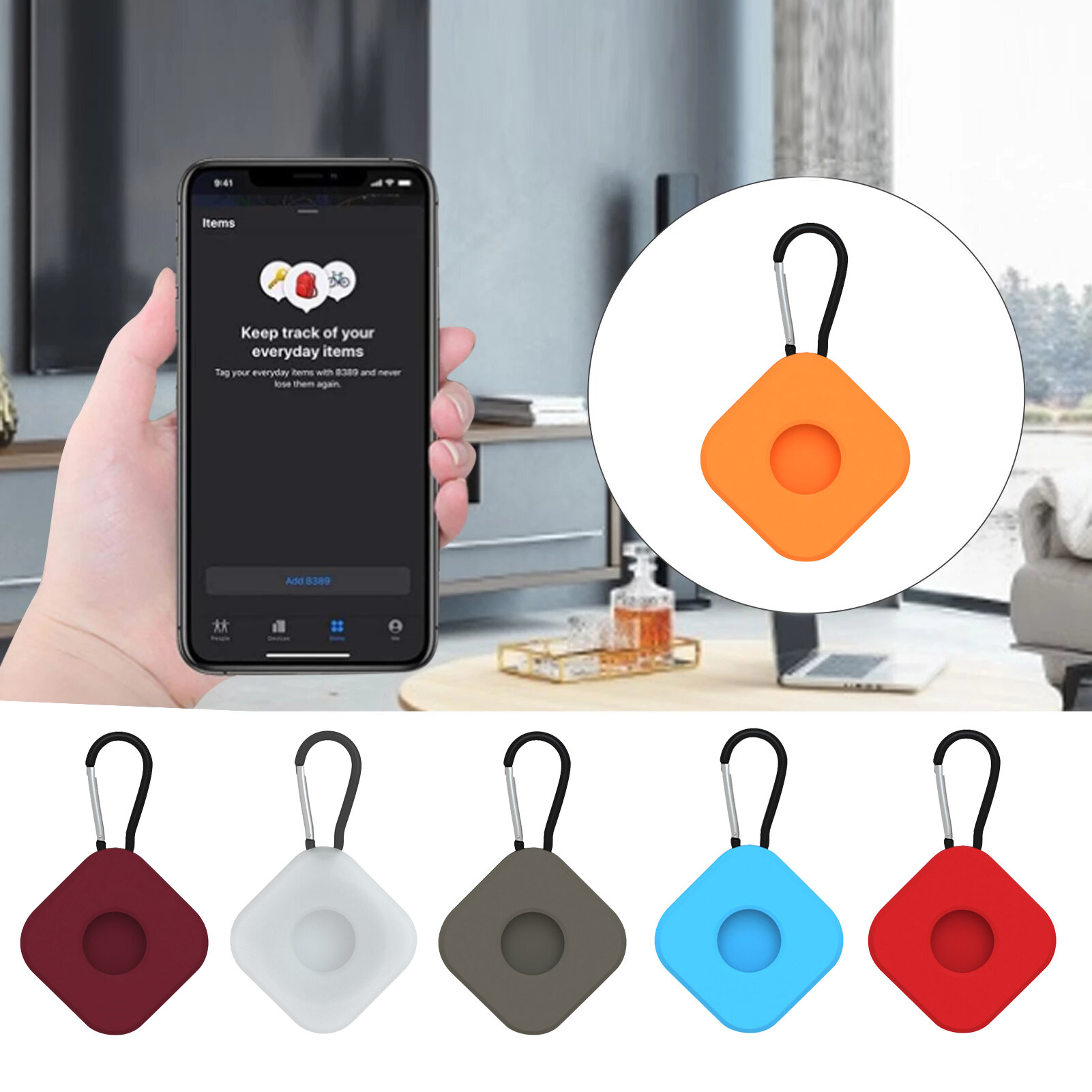 

Bakeey Portable Pure Silicone Protective Cover Sleeve for Apple Airtags bluetooth Tracker with Hook