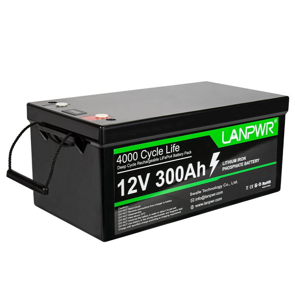[EU Direct] LANPWR 12V 300Ah Pacco batterie al litio LiFePO4 da 3840Wh Supporto per l'energia di backup in serie parallelo Perfetto per sostituire la maggior parte delle batterie di backup per camper, barche, motori elettrici solari fuori rete