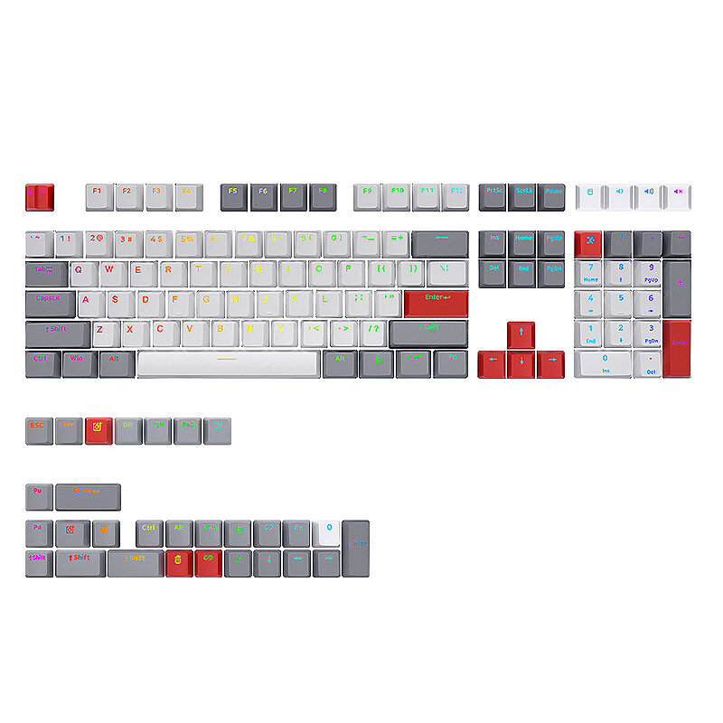 

SKYLOONG 137 Keys Gray-White-Red PBT Keycap Set OEM Profile Double-Shot Custom Keycaps for Mechanical Keyboards