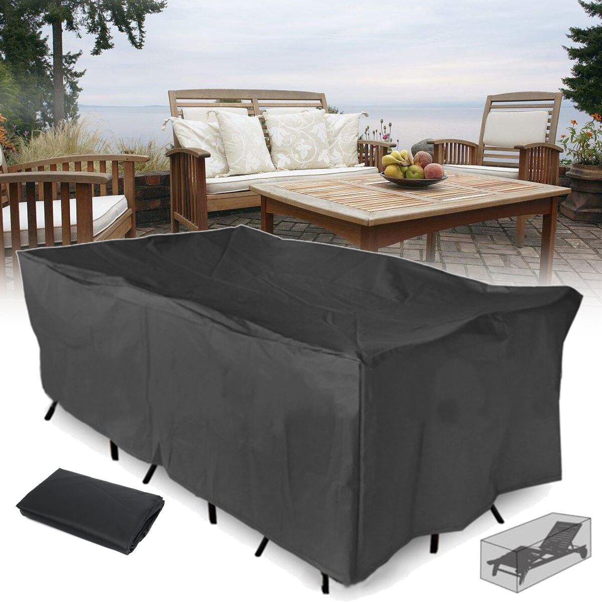 210x110x70cm outdoor tuin terrasmeubilair waterdicht stofkap tafel stoel zon onderdak 
