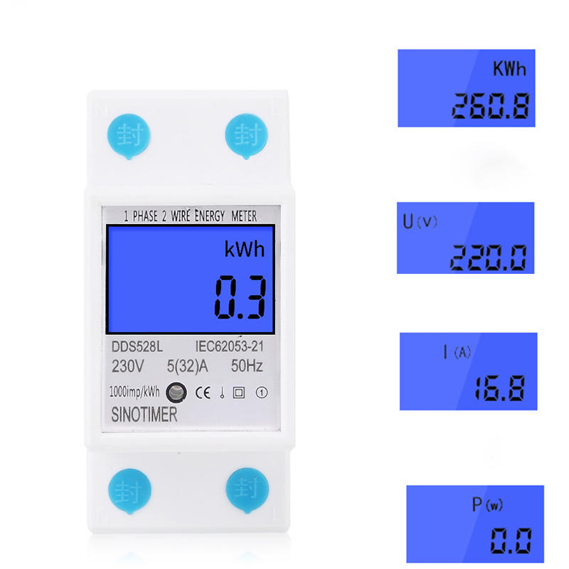 Etase LCD Monophasé Consommation Electrique du Wattmètre Rétro-Eclairé Compteur dénergie en Watts kWh AC 5-32A 230V 50Hz 110V 60Hz électrique DIN Montage sur Rail 