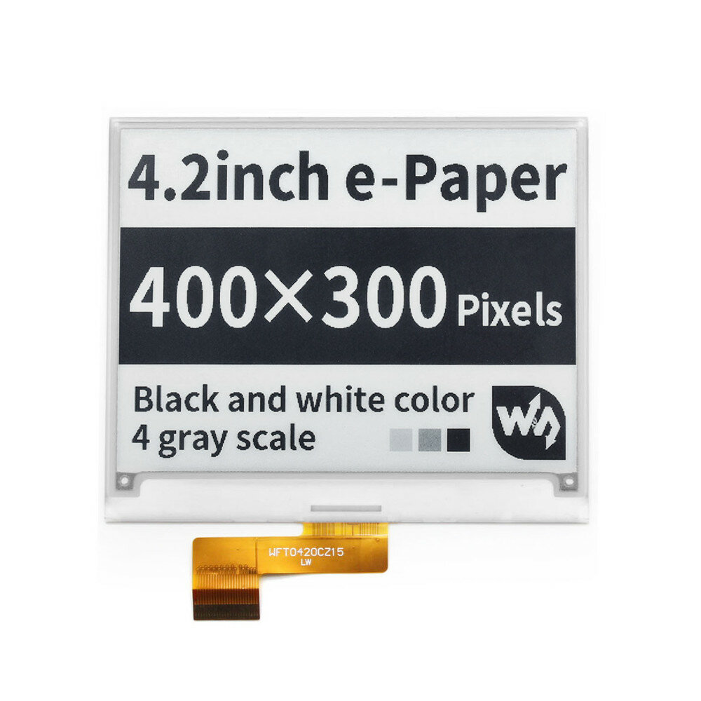 Waveshare? 4,2 inch elektronisch inktscherm E-papier 400x300 resolutie Zwart-wit displaymodulebord