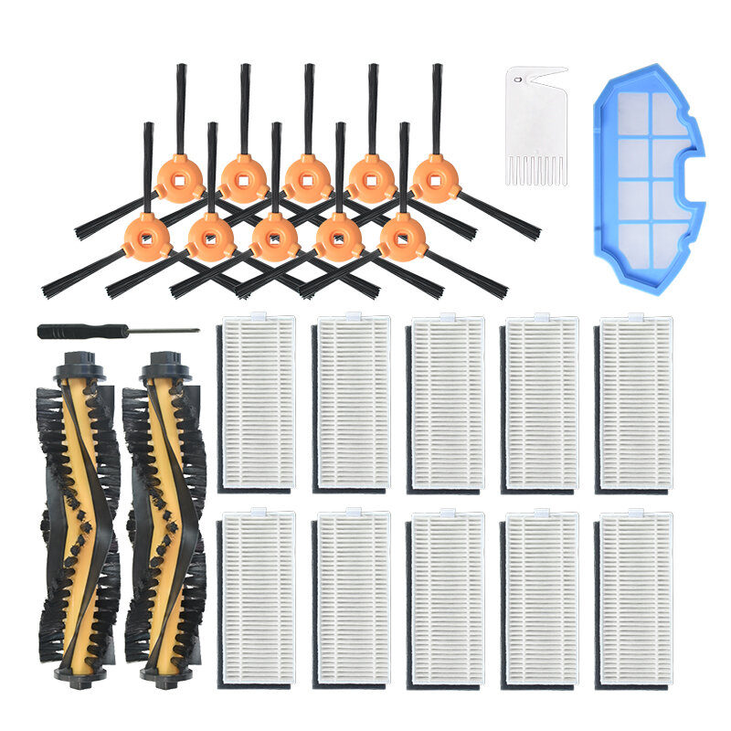 

25pcs Replacements for Ecovacs N79 Vacuum Cleaner Parts Accessories Main Brushes*2 Side Brushes*10 HEPA Filters*10 Prima