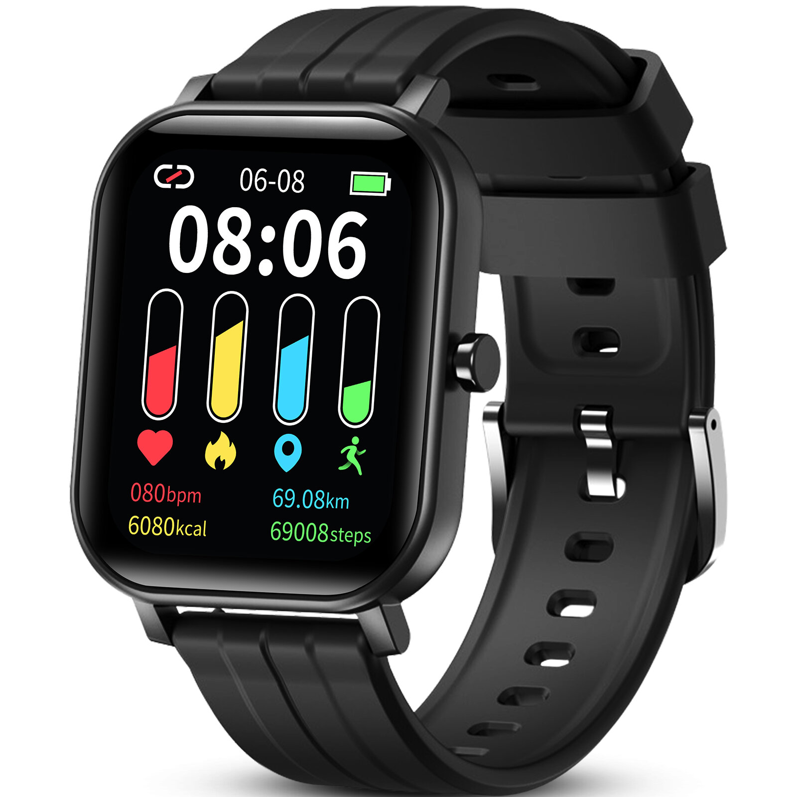 GOKOO S10 1.69 inch IPS Full Touch Screen Heart Rate Blood Pressure SpO2 Monitor Body Temperature Measurement 24 Sports Modes IP67 Waterproof Smart Watch