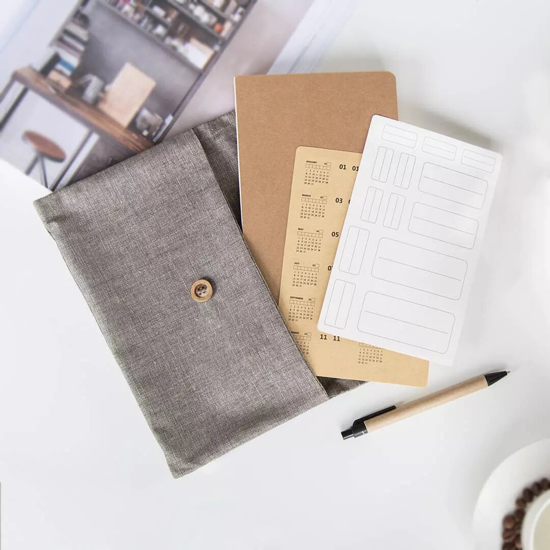 Kinbor Kraft Notebook-doek Achterkaft Set Comfortabele stof met pen van XM
