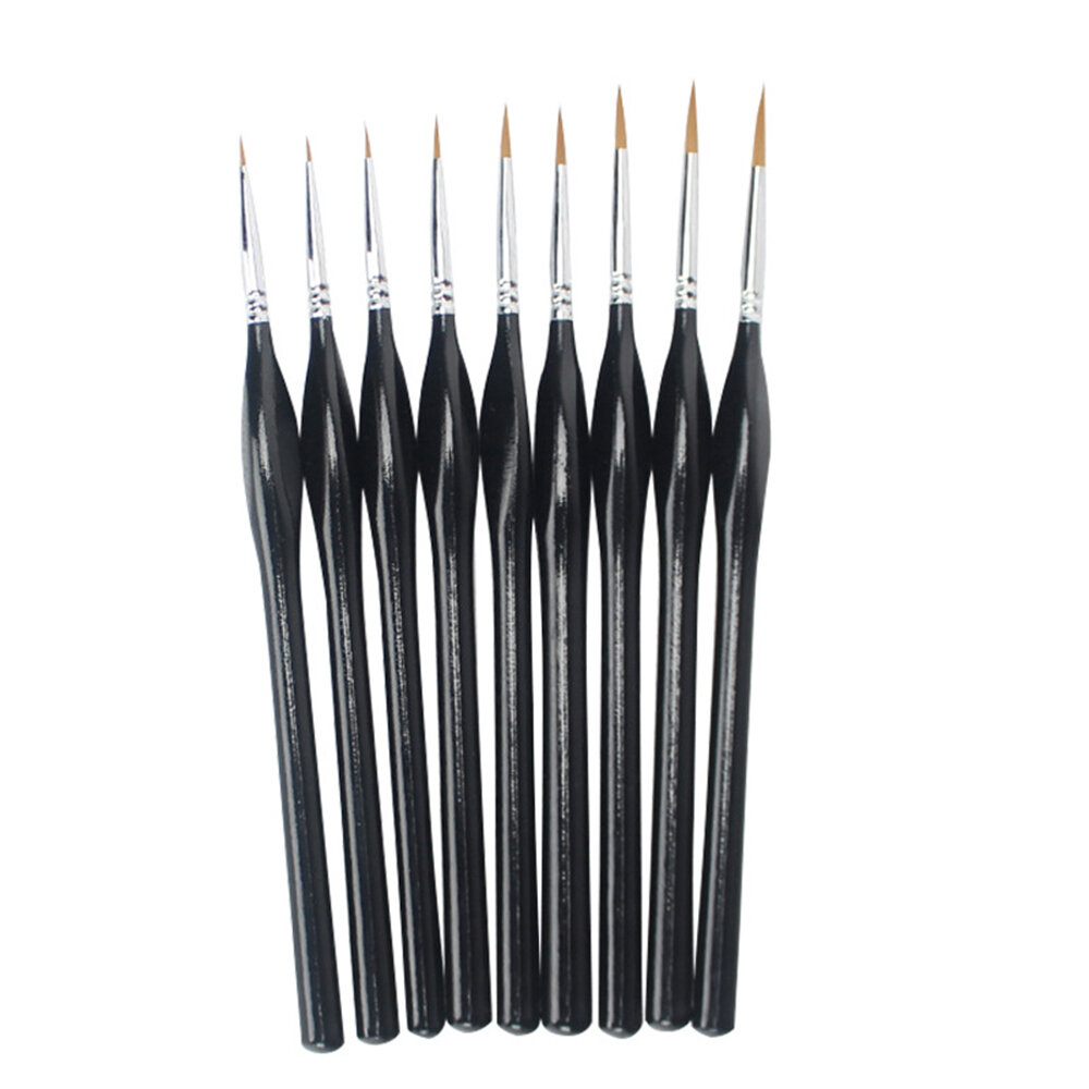 9-delige haaklijn pennenset zwarte driehoek paalborstel pennen olieverfborstel aquarel kunst voor st