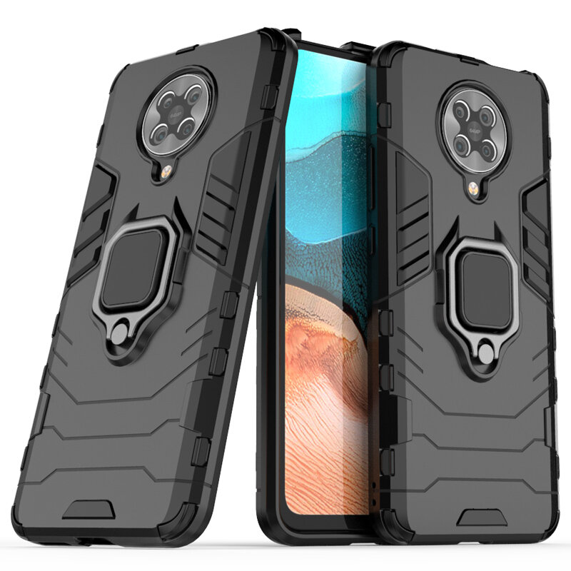 Bakeey for Poco F2 Pro Case Armor Shockproof Anti-fingerprint with 360° Rotation Magnetic Ring Bracket PC Protective Cas