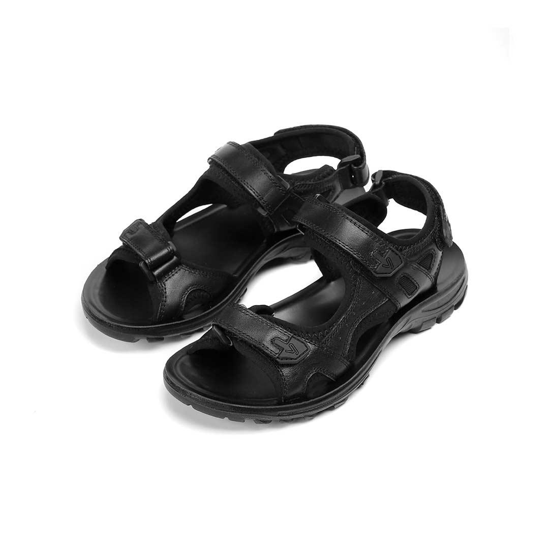 YUNCOO Men Leather Casual Sandals Breathable Non-slip Outdoor Summer Beach Sandals Shoes