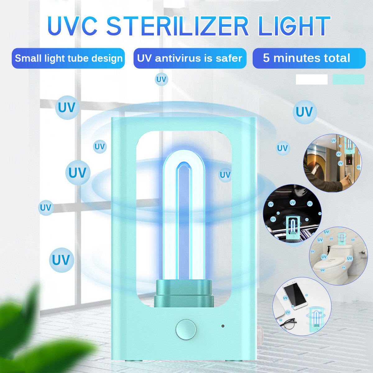 DC5V 253.6NM UV Kiemdodende lamp UVC Sterilisator Licht USB Radar Inductie Desinfectie Verlichting v