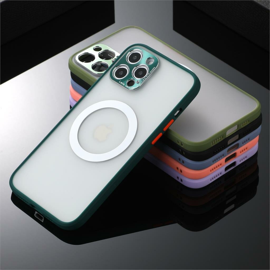 

Bakeey для iPhone 12 Pro Чехол Поддержка беспроводной зарядки Magsafe с Объектив Protector Матовый полупрозрачный с защи