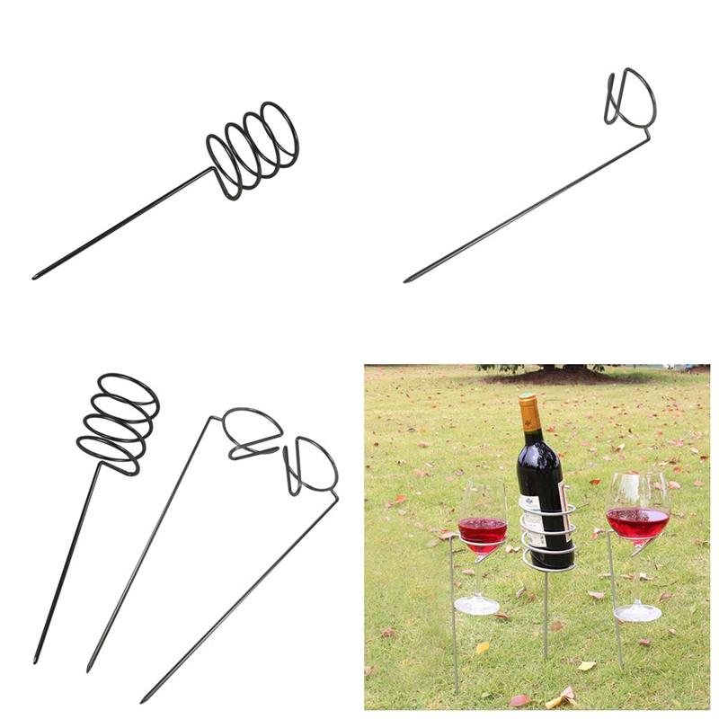 IPRee® 3pcs/set Outdoor Camping Wine Glass Bottle Goblet Rack Holder Iron Support Frame Lawn Picnic Wine Shelf