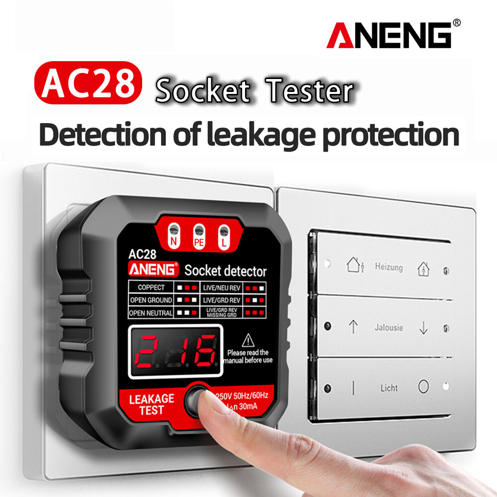ANENG AC28 Digital Display Socket Tester UK US EU Plug Polarity Phase Pheck Detector Voltage Test Multi-function Electro