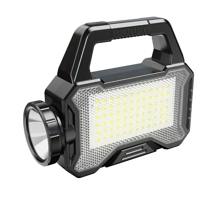 Яркий портативный фонарик с солнечными светодиодами + COB для кемпинга, заряжаемый через USB, водонепроницаемый, с функцией банка питания и рабочим светом