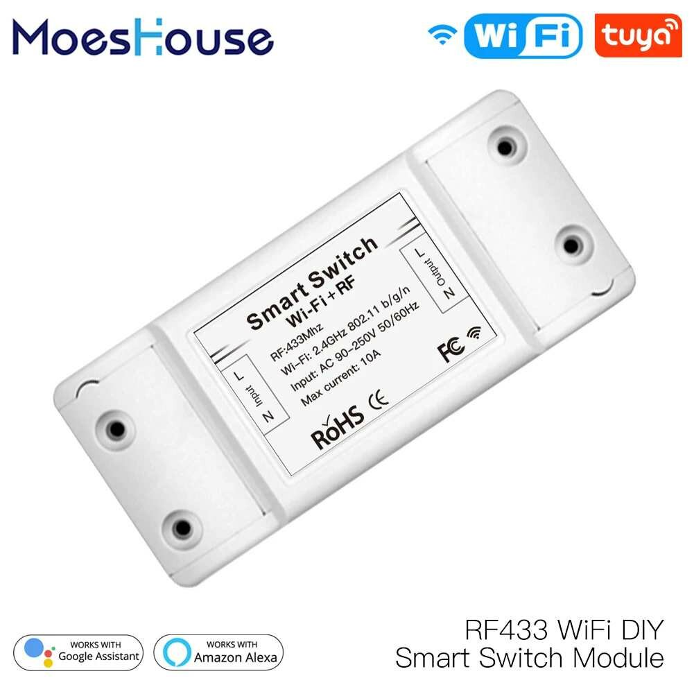 

Mouehouse RF433 + WiFi DIY Smart Switch Module RF433 Remote Control for Smart Automation Smart Life/Tuya Work with Alexa
