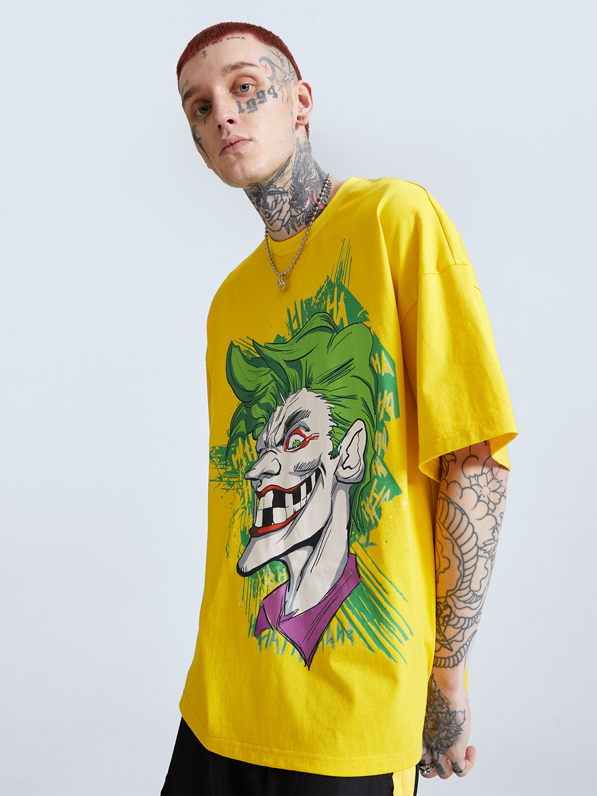Men 100% Cotton Cartoon Clown Graffiti Loose Breathable T-Shirt