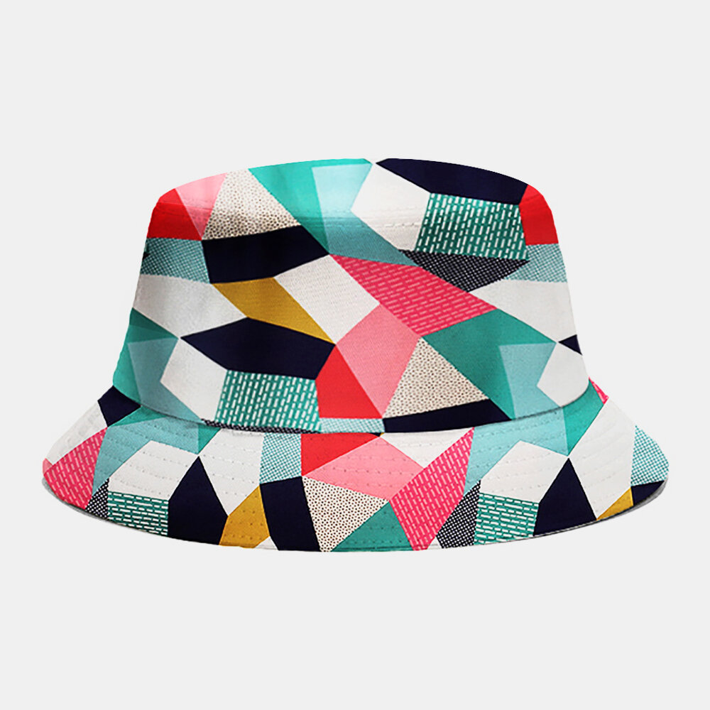 

Collrown Unisex Cotton Colored Geometric Pattern Casual Sunshade Bucket Hat