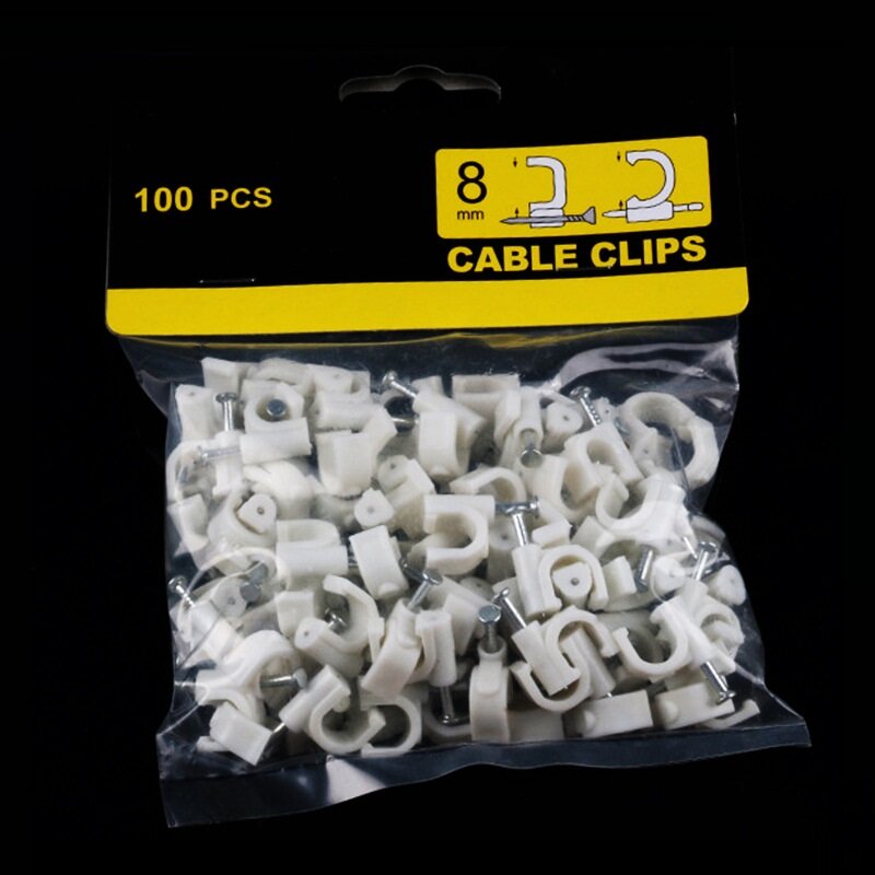 

HORD® 100Pcs 8mm Line Card Retainer Steel Nail Wire Card Nail Network Cable Phone Line Nail with Plastic Bag