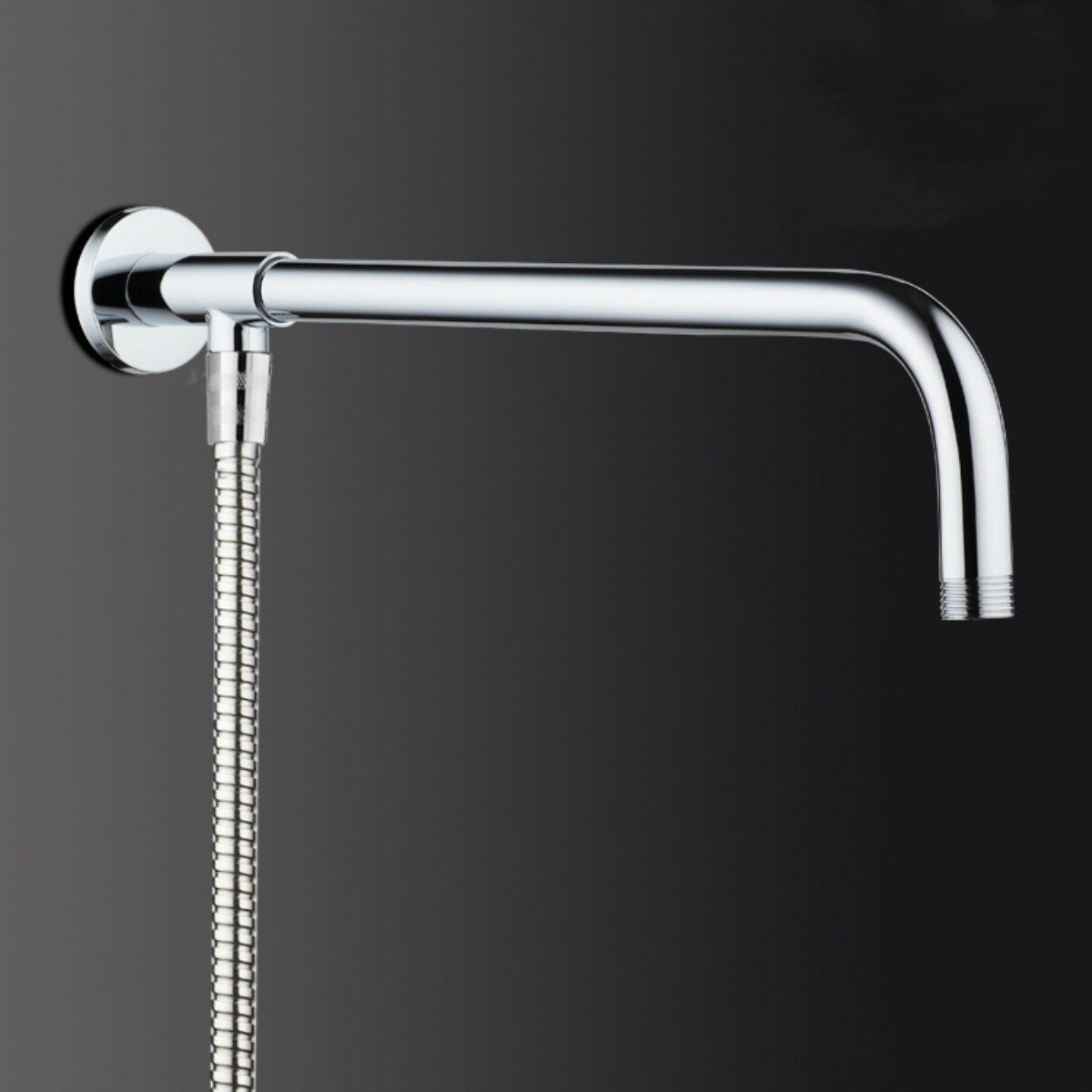 37cm/48cm Rain Shower Head Wall Arm Stainless Steel Extension Water Pipe with Base Mount