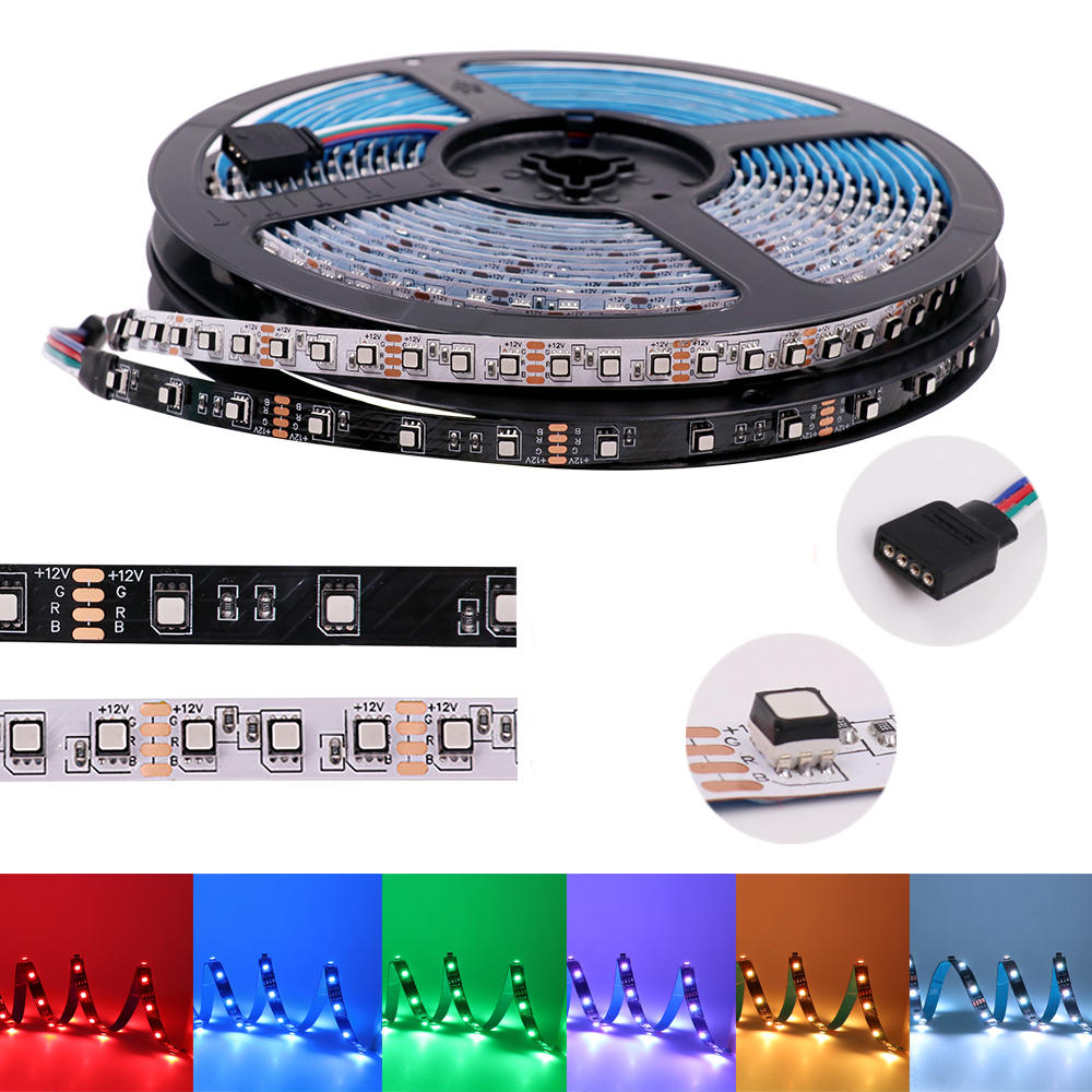 5M DC12V 8MM SMD3535 White Black PCB Non-waterproof RGB 300LED Strip Light for Indoor Home Decoratio
