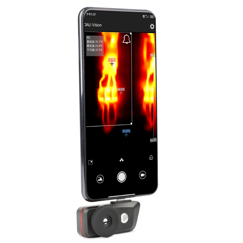 V1 160X120 -10 ~ 300 25Hz Mobiele Telefoon Infrarood Warmtebeeldcamera Thermometer IP54 Waterdicht T