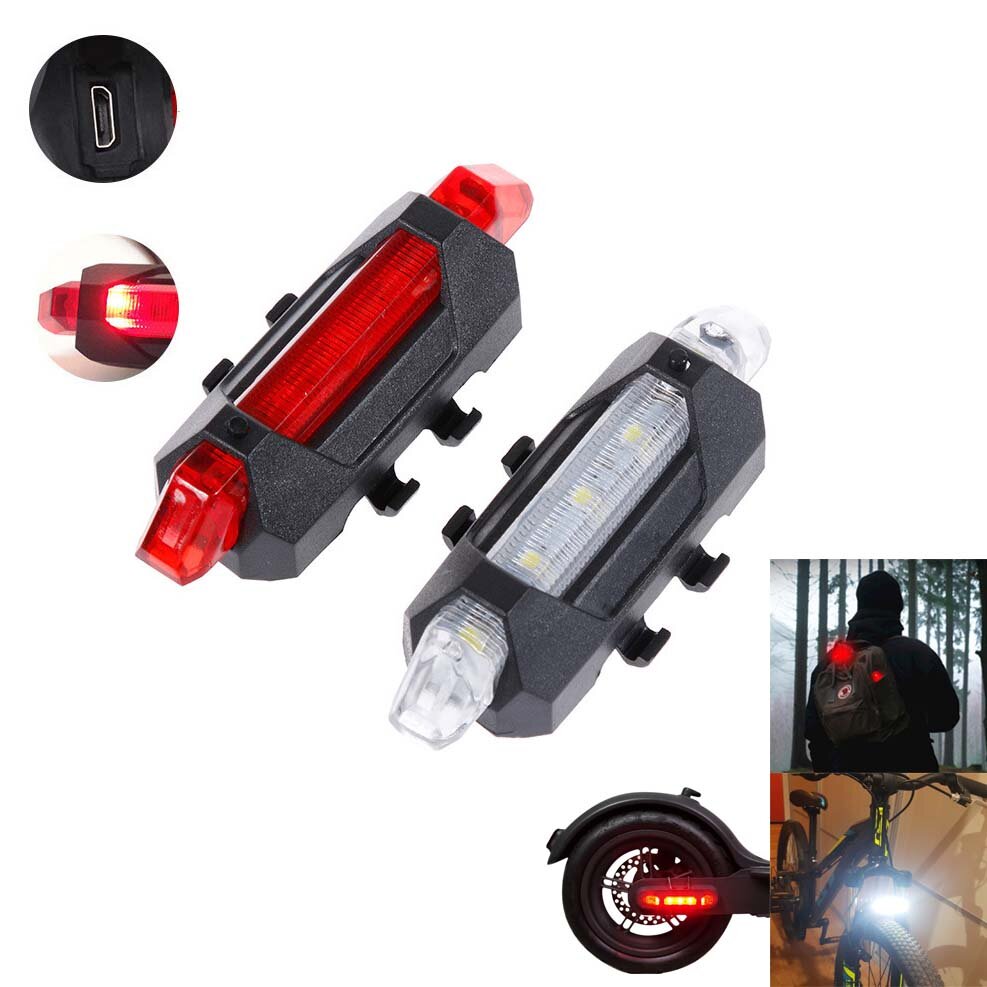 BIKIGHT Multifunctioneel LED-waarschuwingslampje voor buiten / scooter Veiligheidszaklamp USB oplaad
