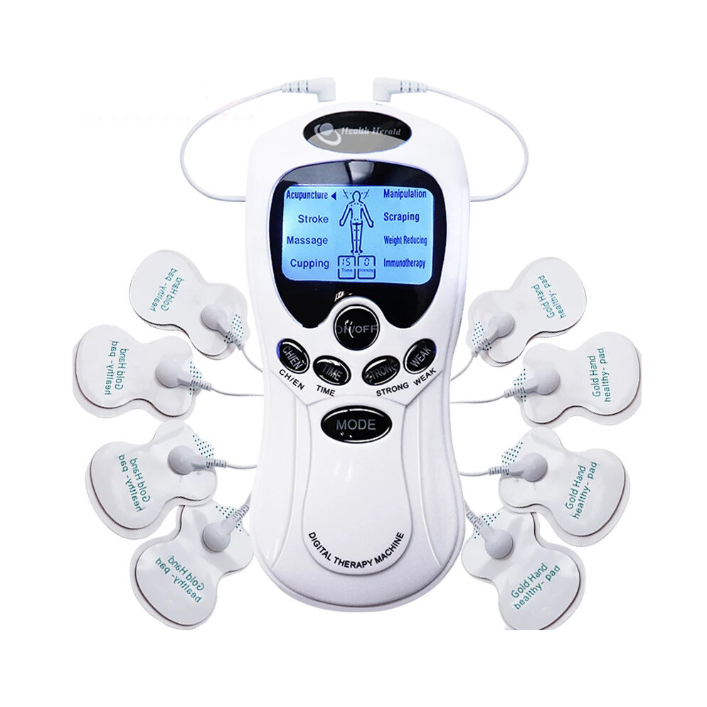 

8 Electrode Pads Electric herald Tens Muscle Stimulator Ems Acupuncture Body Massage Digital Therapy Machine Electrostim