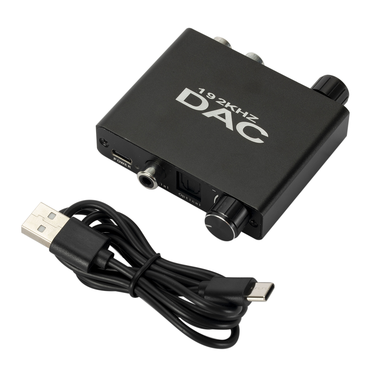 Grwibeou DAC01 192KHZ Digitaal naar Analo DAC Audio Converter RCA-uitgang 3.5mm Jack Adapter met Vol