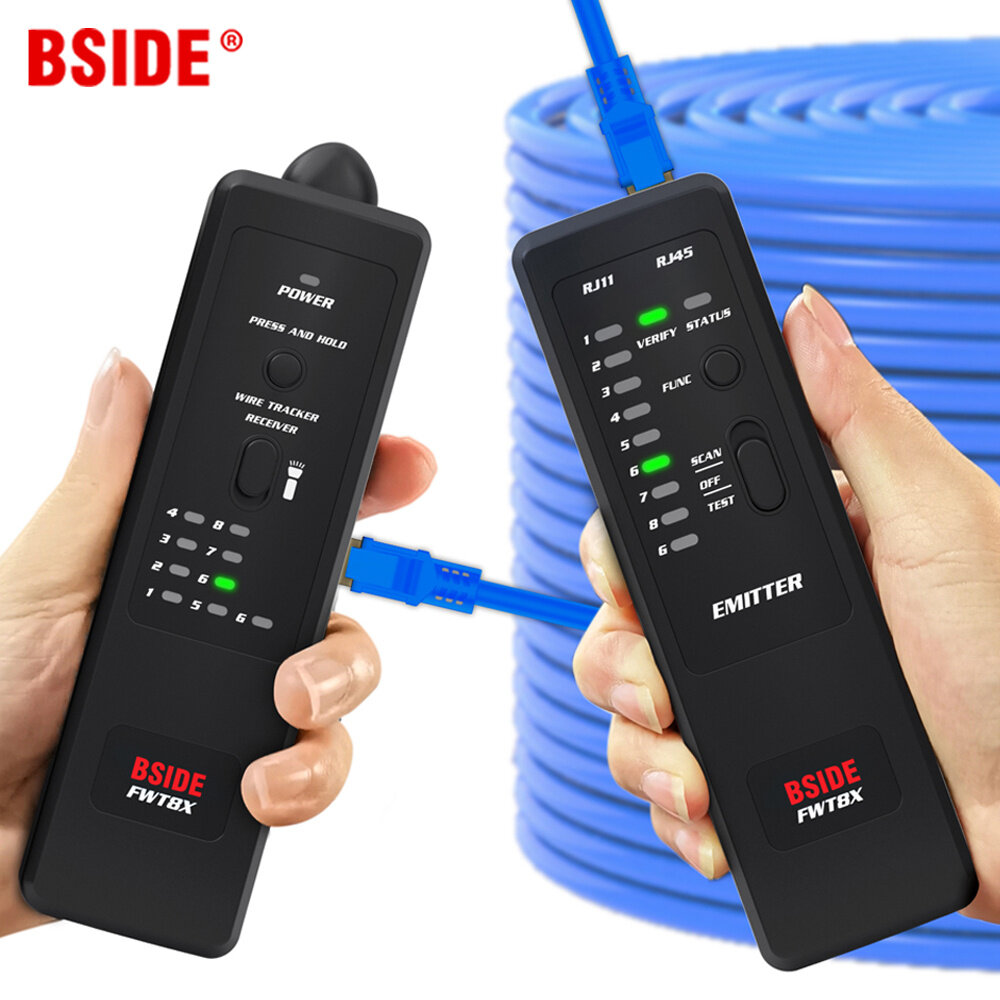 BSIDE FWT8X Network Cable Tracker Detecteur RJ11/45 Lan Ethernet Phone Wire Tester Finder Telecom Tool electrified Work