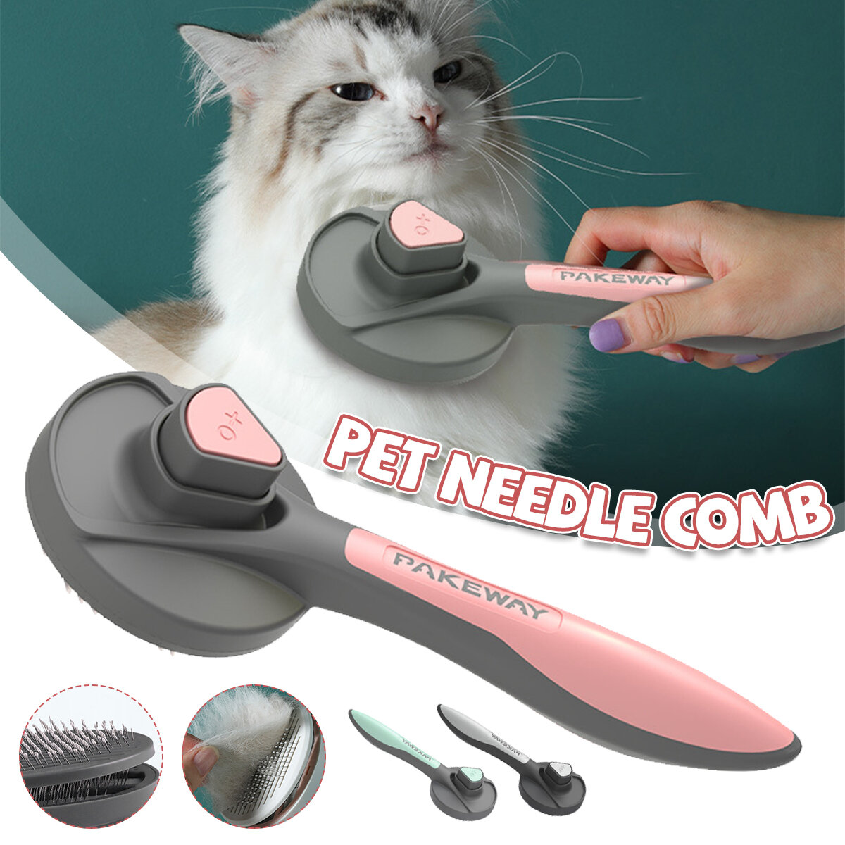 Pet Hair Brush Remover Dog Cat Comb Needle Reduce Grooming Bath Deshedding Tool