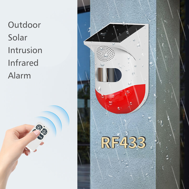 RF433 Draadloos Licht Flash Stroboscoop Outdoor Solar Waterdichte Sirene PIR Bewegingssensor Voor Hu