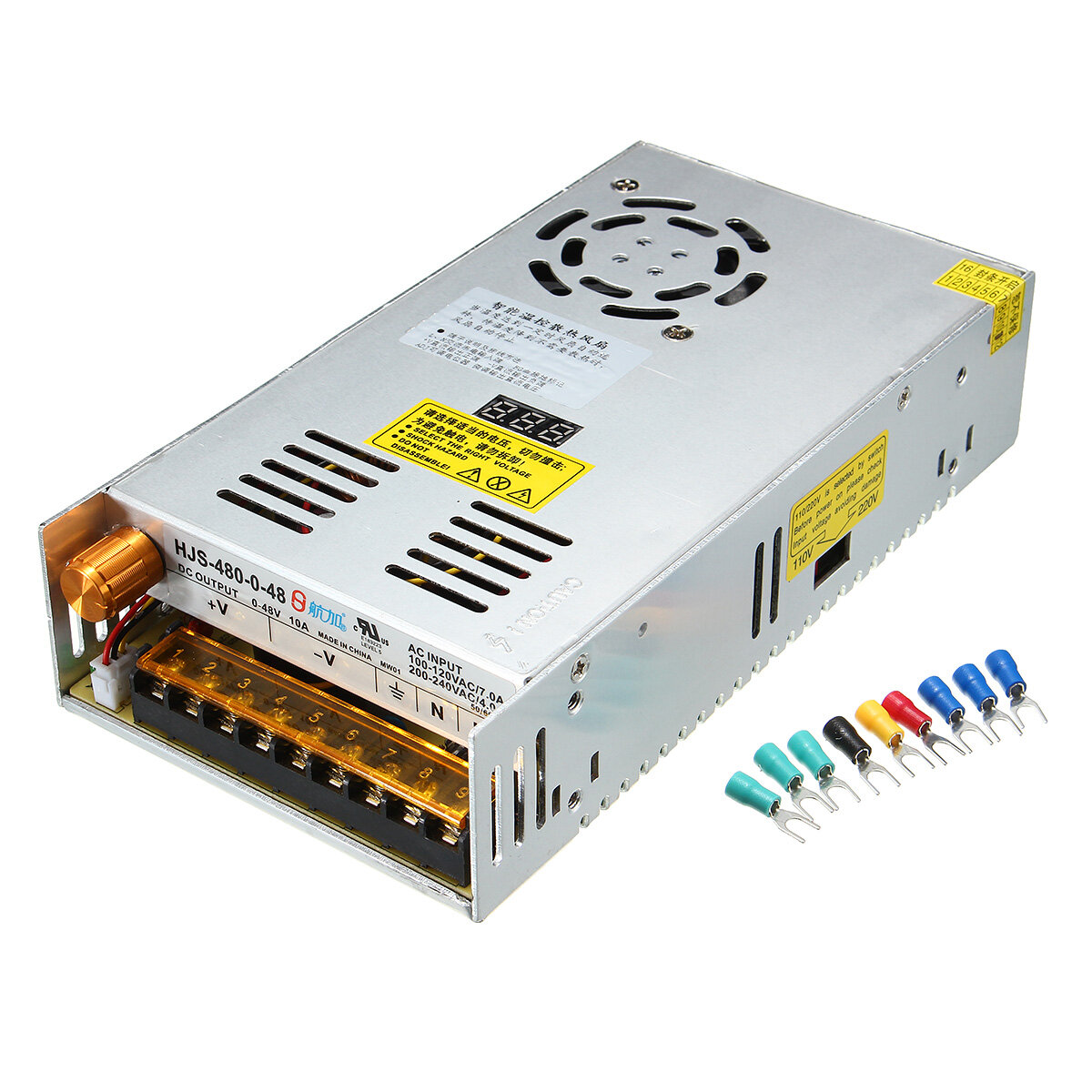 Switching Power Supply AC 110/220V to DC 0-48V 10A 480W Transformer Adjustable with Digital Display