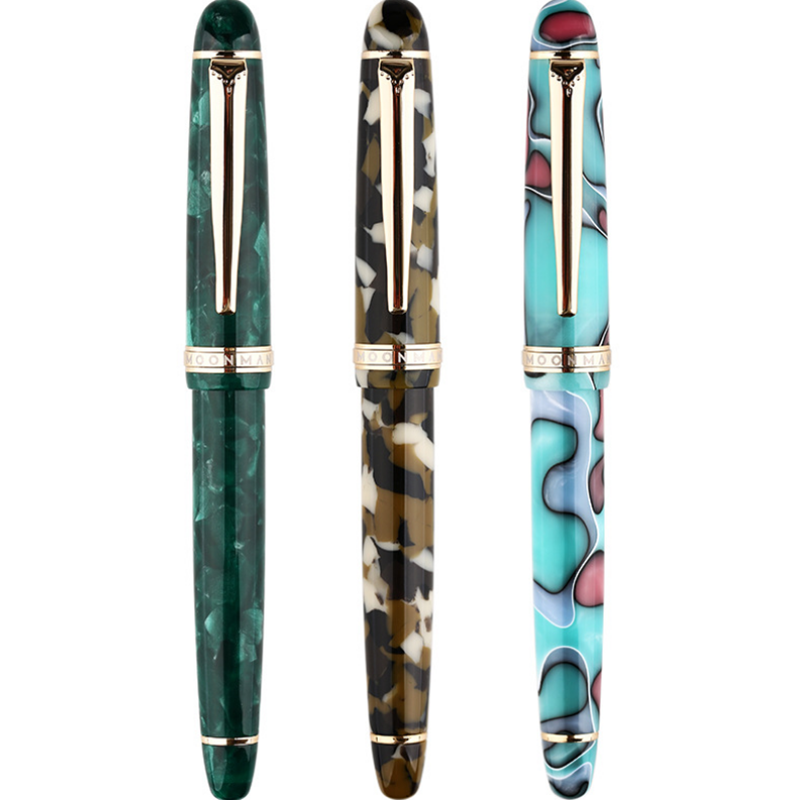 

S3 Multicolor Resin Fountain Pen 0.5mm F Nib Golden Adult Student Writing Signing Pen Gift