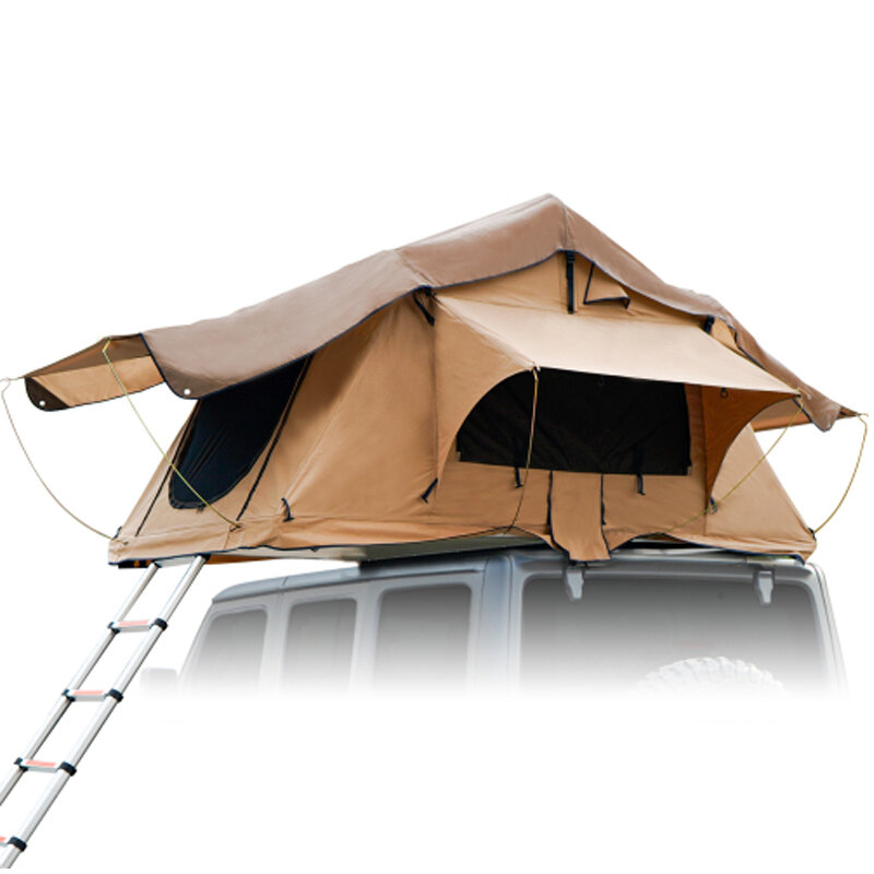 [US Direct] 3-4 személyes karaván sátor tetősátor visszahúzható létra dupla ajtó napfényes lélegző nagy tér szabadtéri kemping utazás horgászat pótkocsi sátor
