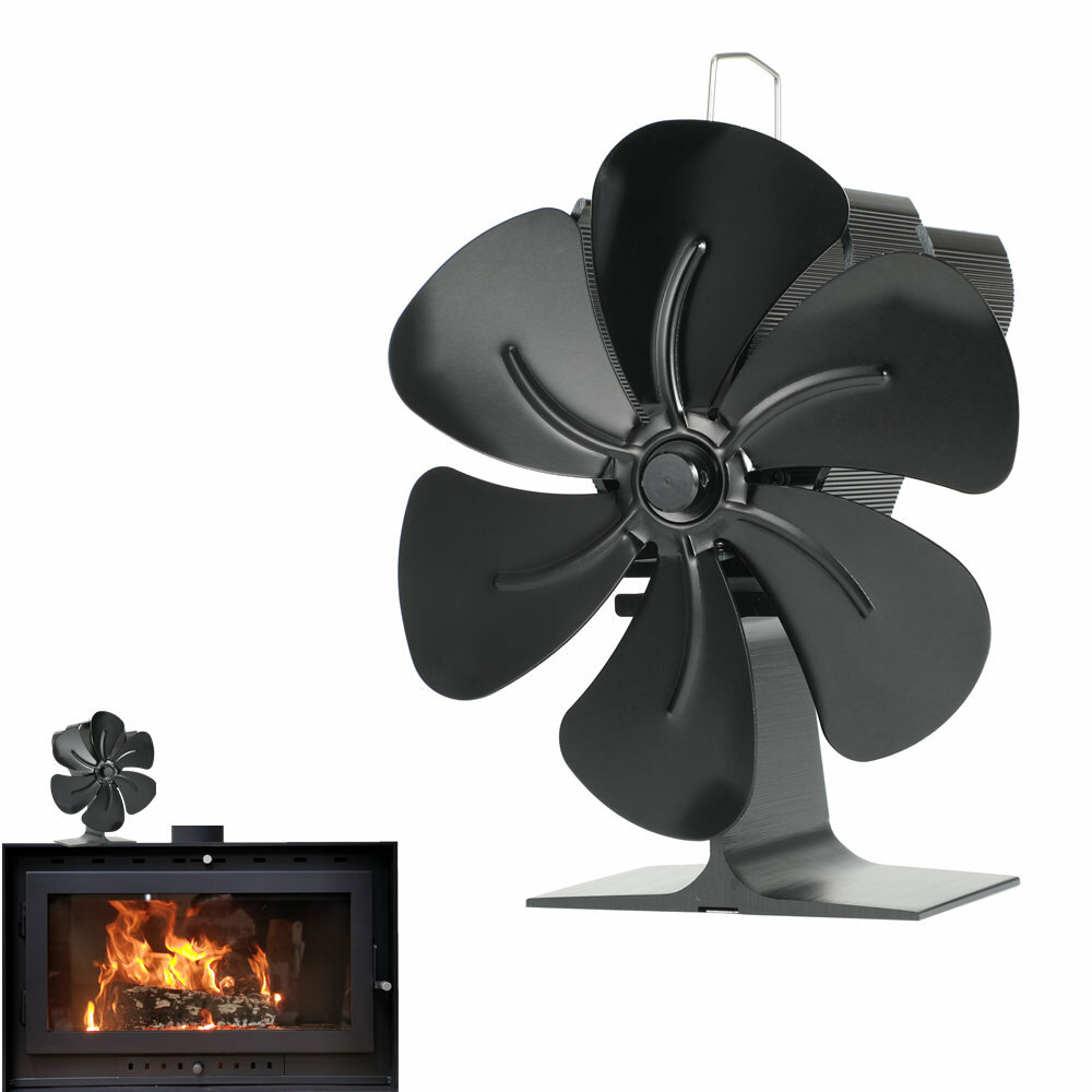 6 Blade Wood Burner Fireplace Fan Mini Heat Powered Stove Fan Quiet Home Efficient Heat Distribution