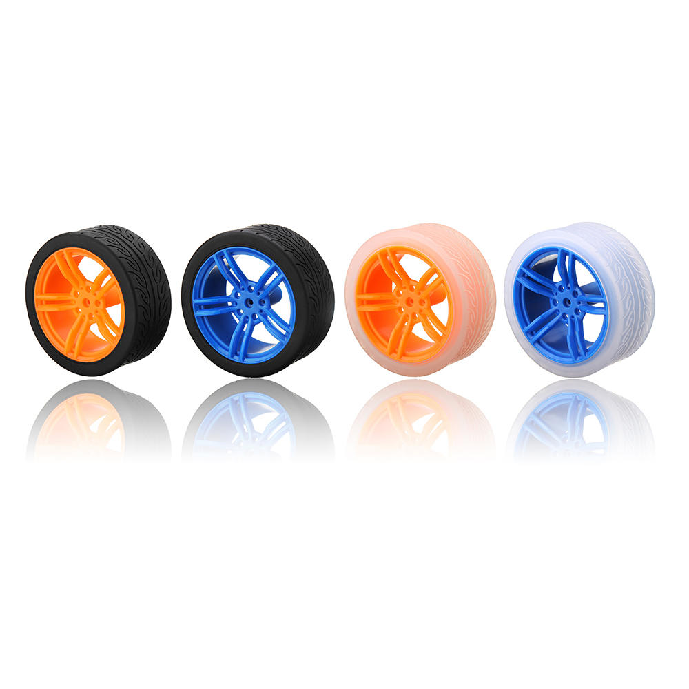 Ruote in gomma blu / arancione da 65 * 27 mm per accessori auto con telaio intelligente TT Motor
