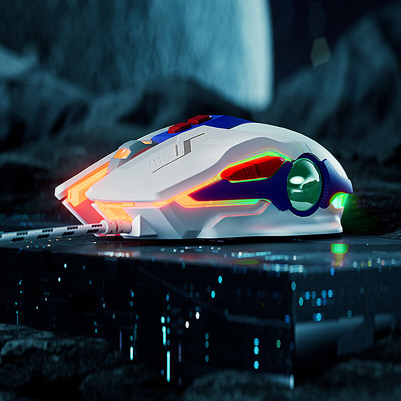 Inphic PW2 Pro Wired Gaming Mouse 800/1600/2400/4000 DPI Mute Mice With 7 Keys Macro Definition Colorful Breathing Light