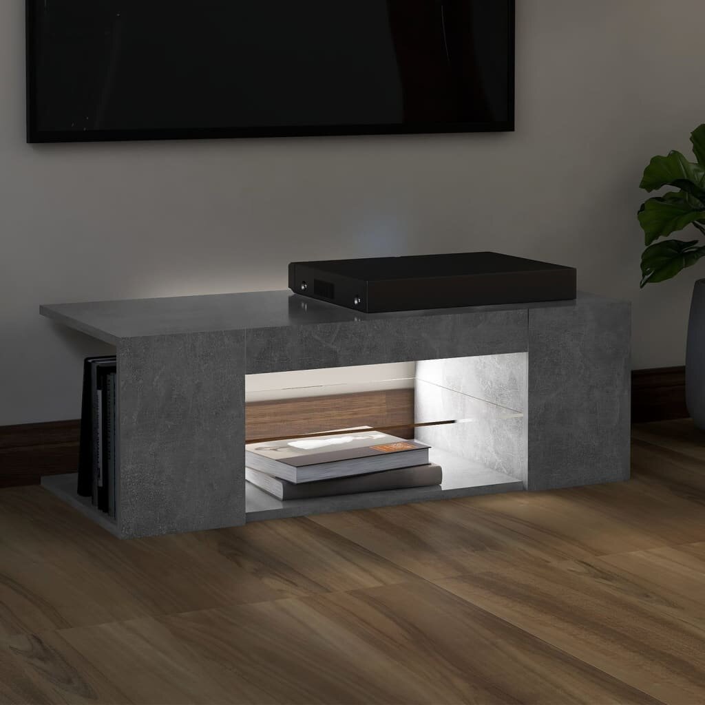 TV Cabinet with LED Lights Concrete Gray 35.4
