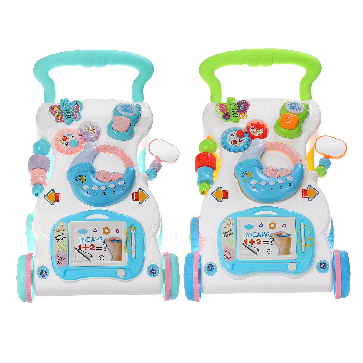 Baby Adjustable Speed Walker Multifuctional Toddler Kids Learning Walking Musical Piano Drawing Gift