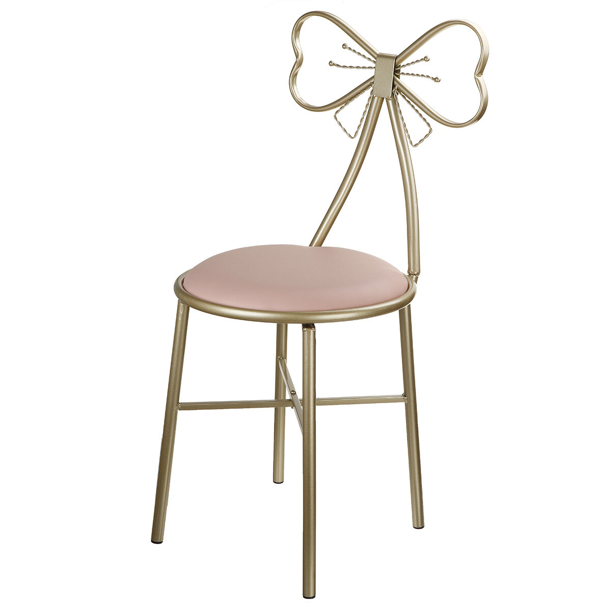 

Vanity Stool Butterfly Backrest Wrought Iron PU Leather Makeup Stool Chair Super Soft Princess Dressing Stool Chair for